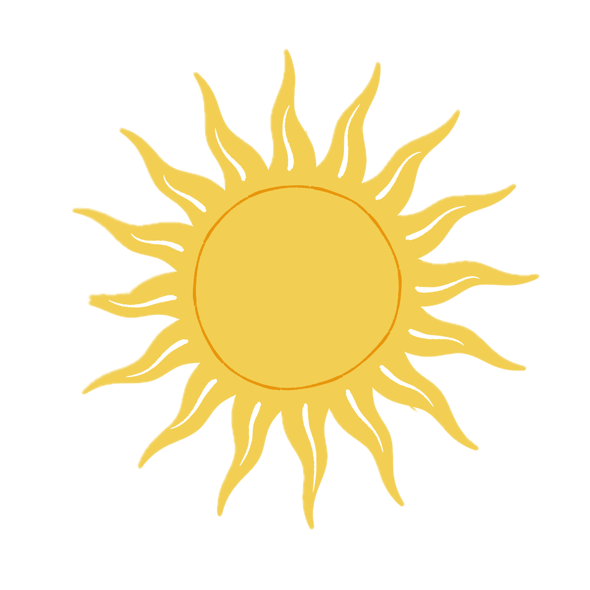 an illustrated bright yellow shining sun
